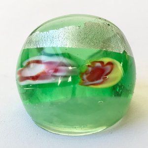 Green White Murano Glass Cocktail Ring Size 7